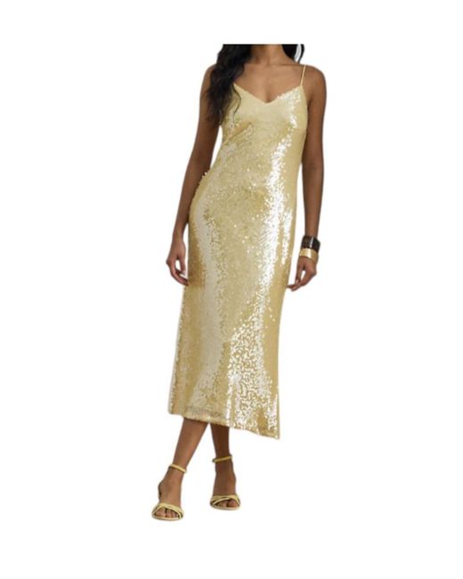 Ralph Lauren Natural Woven "Slip Dress" Midi Dress