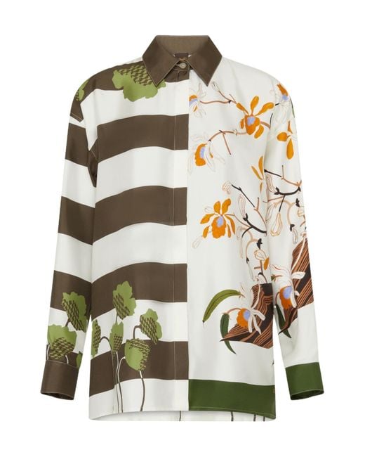 Loewe Gray Printed Silk Long-Sleeved Shirt