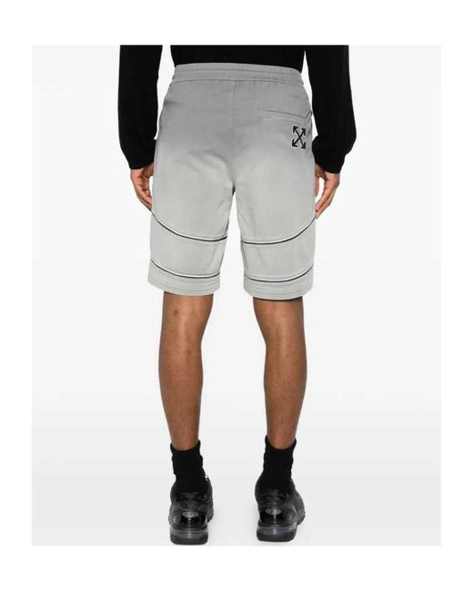 Off-White c/o Virgil Abloh Gray Logo-Print Piped Shorts for men