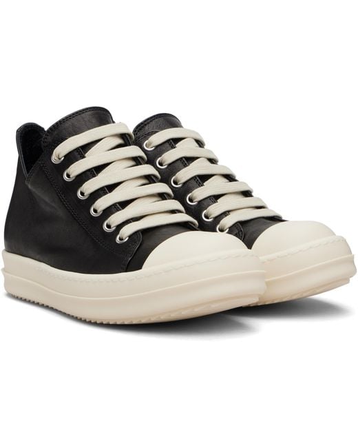 Rick Owens Black Leather Sneakers