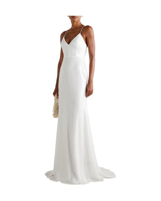 Alex Perry White Sequin Tulle Dress
