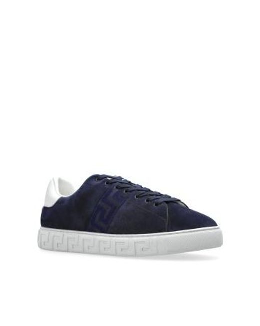 Versace Blue Greca Suede Sneakers for men