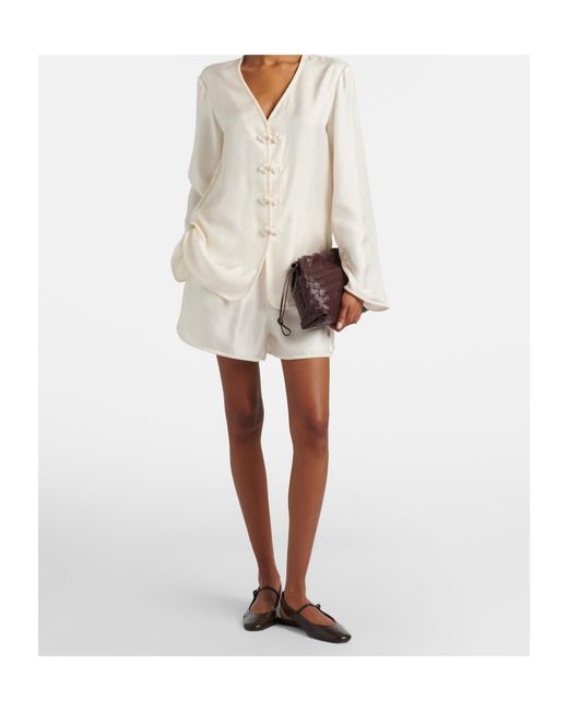 Rohe White Silk Shorts