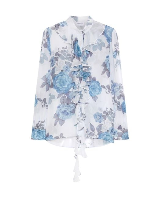 Marella Blue Ruched Georgette Shirt