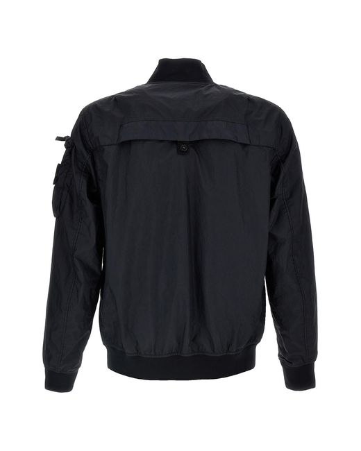 Stone Island Blue Logo Patch Zip-Up Bomber Jacket for men
