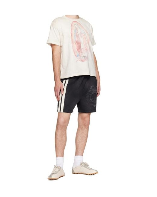 424 Black Printed Pattern Athletic Shorts for men
