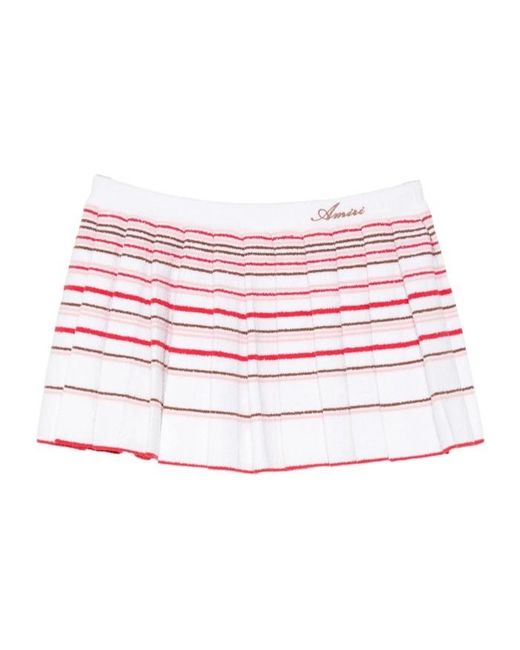 Amiri Pink Striped Pleated Mini Skirt