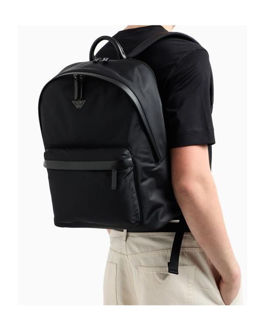 Emporio Armani Black Logo Plaque Zaino Backpack for men