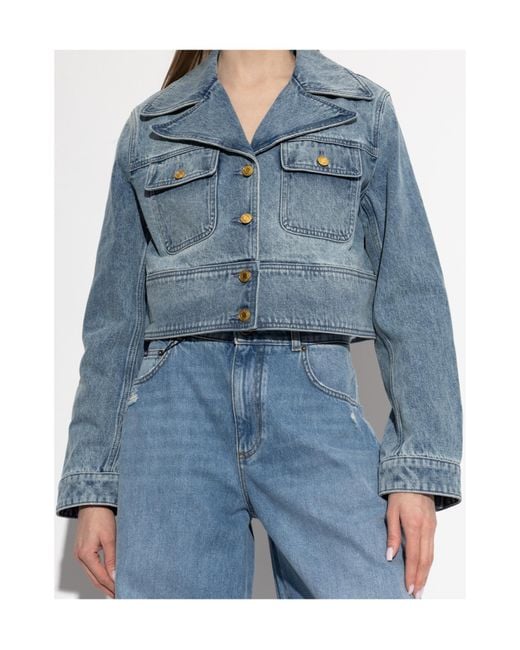 MICHAEL Michael Kors Blue Button Cropped Jacket