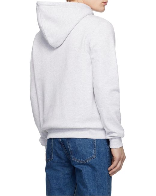 A.P.C. Gray Logo Embroidered Drawstring Hoodie for men