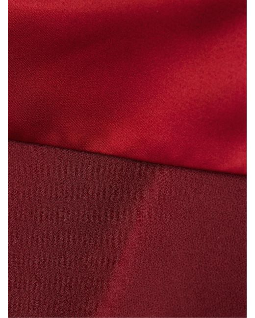 Safiyaa Red Satin Trimmed Crepe Midi Dress