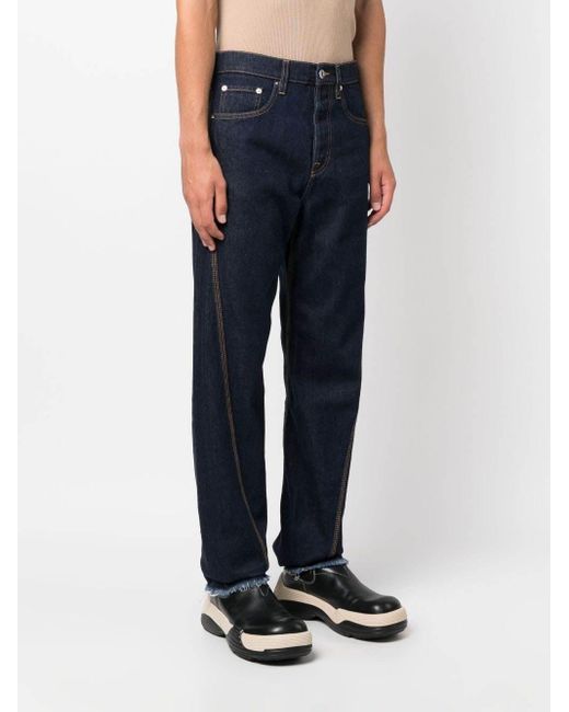 Lanvin Blue Logo Patch Mid-Rise Jeans for men