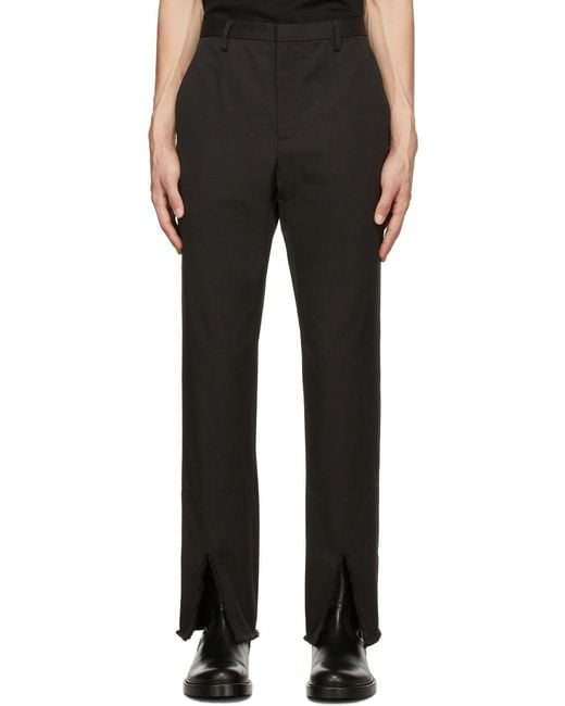 Dion Lee Black Split Fray-Trim Trousers for men
