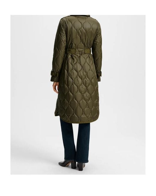 Veronica Beard Green Quilted Removable-Dickey Coat