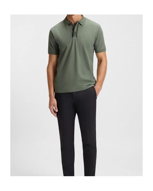 Boss Green Paddy Polo Shirt With Striped Placket And Logo for men