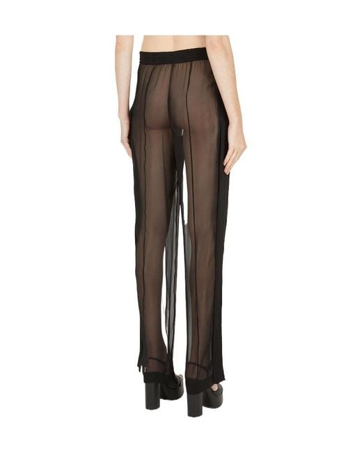 Saint Laurent Black Silk Straight-Leg Trousers