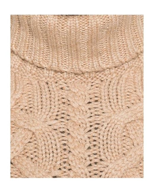 Brunello Cucinelli Natural Cable-Knit Roll-Neck Sweater