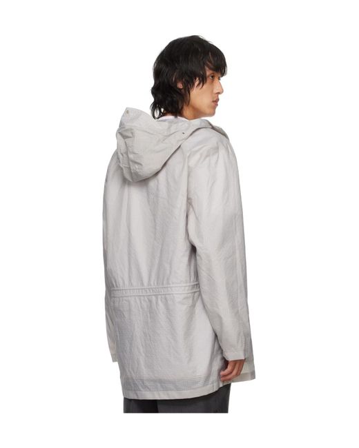 Thom Browne Gray Hooded Zipper Casual Jacket for men