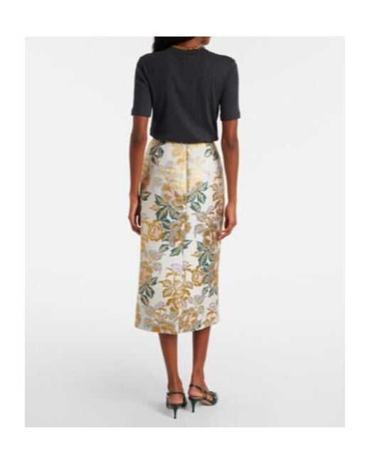 Carolina Herrera White Floral Jacquard Midi Skirt