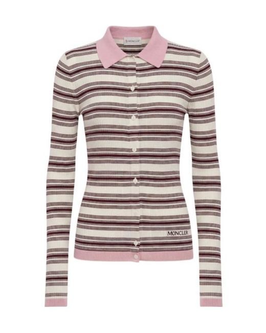 Moncler Multicolor Striped Cotton Long Sleeve Polo Shirt