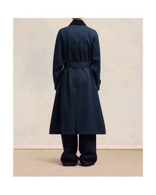 AMI Blue Belted Cotton Trench Coat for men