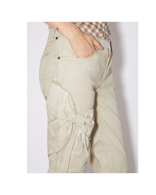 Acne Natural Bow-Detail Flared Trousers