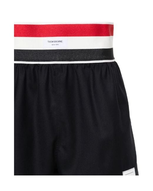 Thom Browne Black Logo-Patch Shorts for men