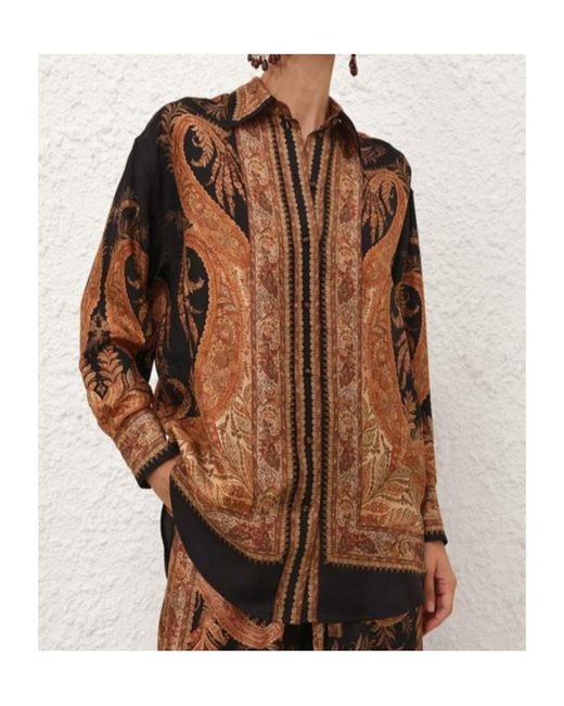 Zimmermann Brown Hypnotic Relaxed Shirt