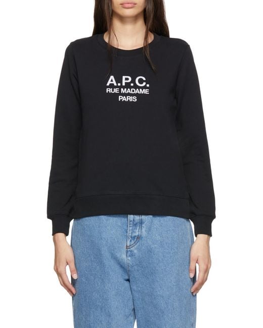 A.P.C. Black Logo Embroidered Crewneck Sweatshirt