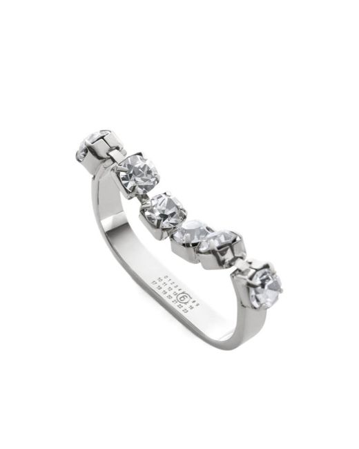 MM6 by Maison Margiela White Embellished Logo Engraved Ring