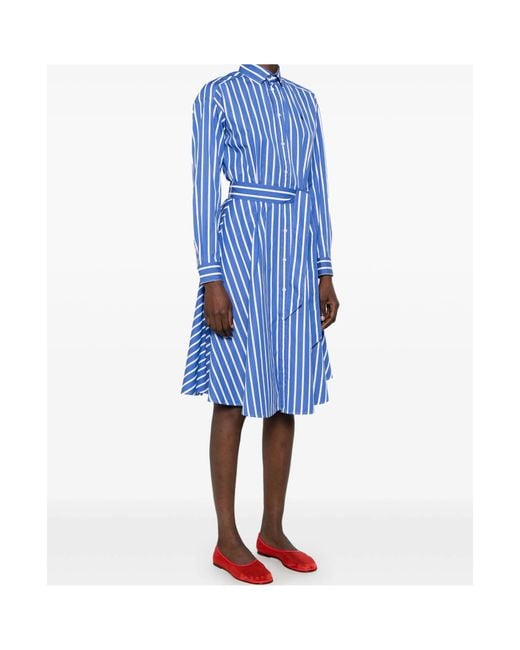 Polo Ralph Lauren Blue Striped Tie-Waisted Shirt Dress