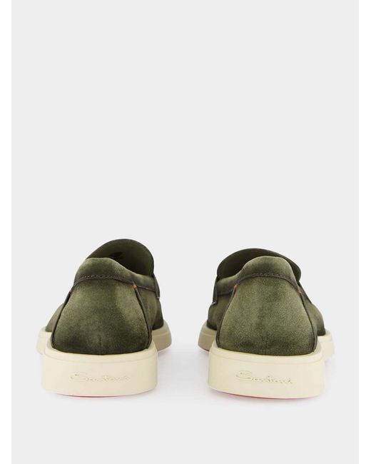 Santoni Green Revolve Eaam 21 Almond Toe Loafers for men