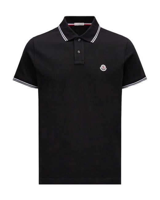 Moncler Black Logo Patch Polo Shirt for men