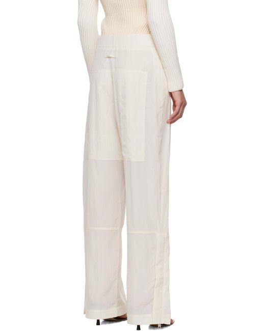 Jean Paul Gaultier White Zipper Wide-Leg Trousers