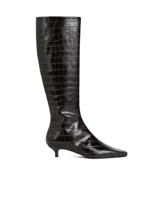 Totême Black Totême Embossed Pointed-Toe Boots