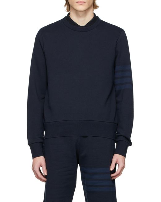 Thom Browne Blue 4-Bar Crewneck Sweatshirt for men