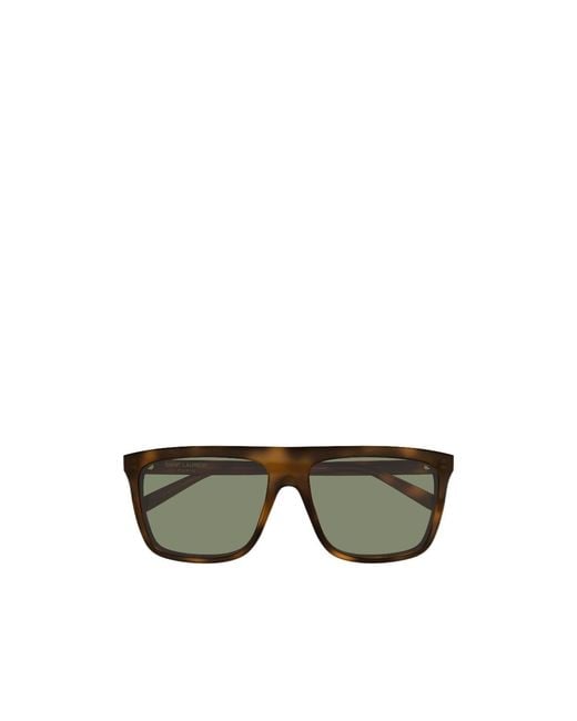 Saint Laurent Green Eyewear Rectangle Frame Sunglasses for men