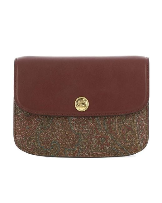 Etro Brown Essential Jacquard Foldover Crossbody Bag