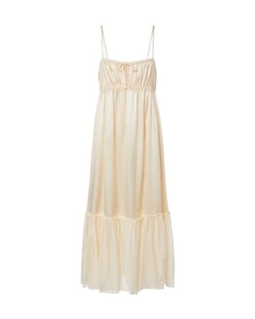 Ulla Johnson Natural Marielle Ruched Silk Midi Dress