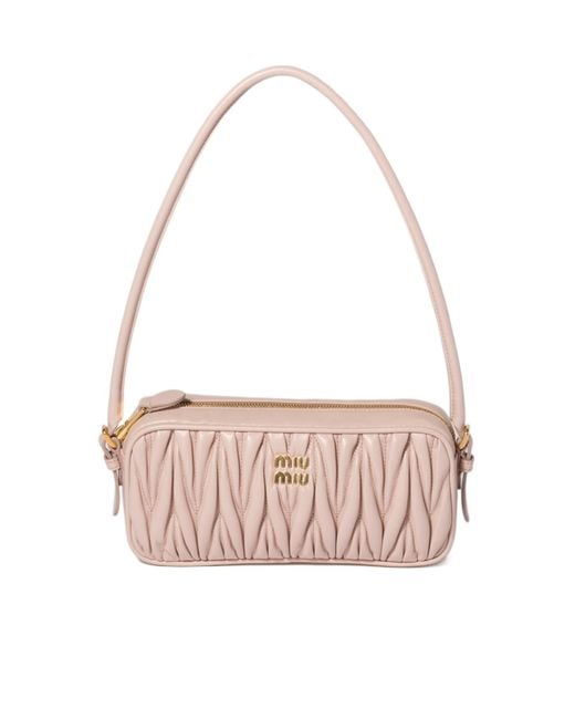 Miu Miu Pink Matelassé Nappa Leather Pouch