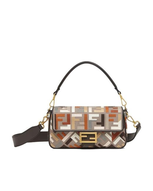 Fendi Metallic Multicolour Canvas Bag With Ff Embroidery