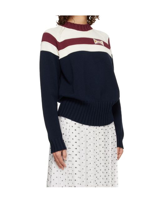 Marni Blue Contrast Stripe Cotton Sweater