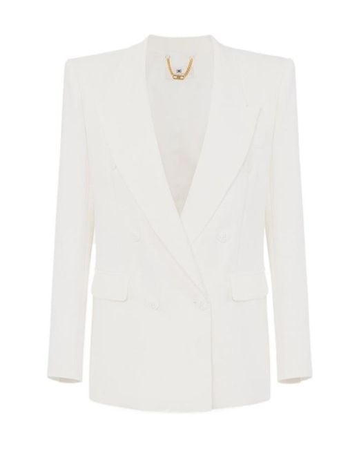 Elisabetta Franchi White Gabardine Jacket