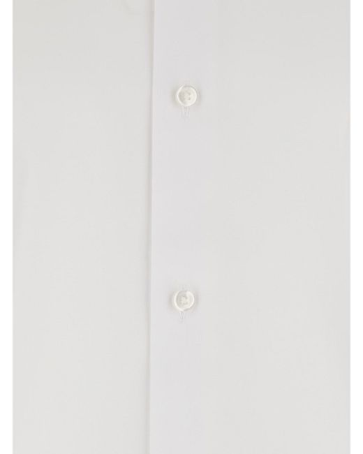 Boss White Shirt With Pointed Collar And Long Sleeves for men