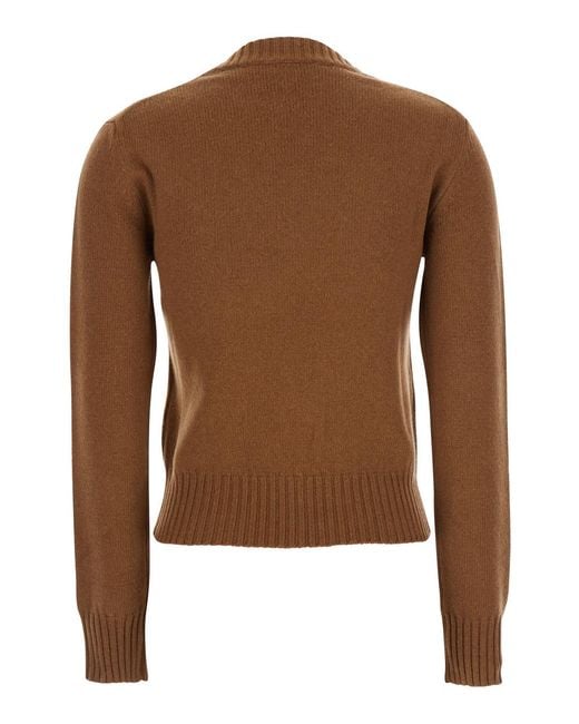 AMI Brown Ami De Coeur-Embroidered Sweater for men