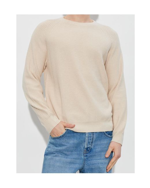 Paul Smith White Ribbed Sweater for men