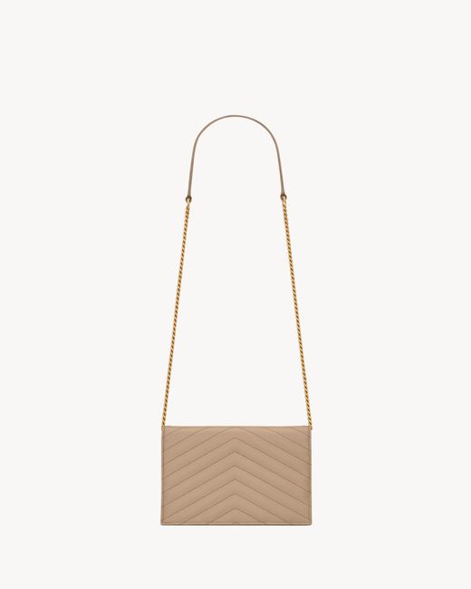 Saint Laurent White Cassandre Envelope Chain Wallet