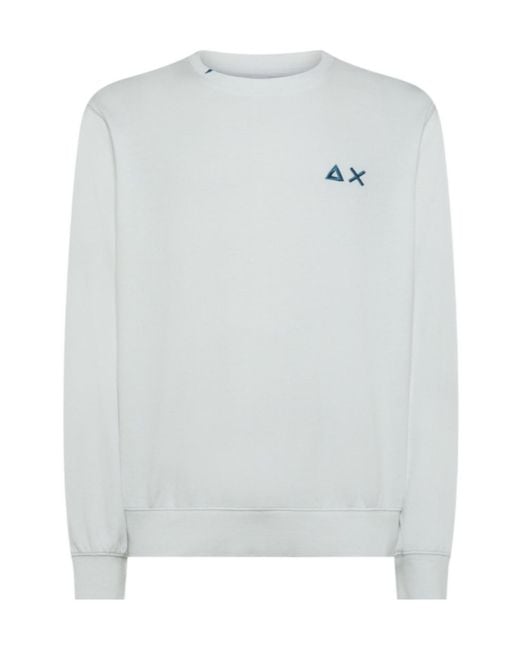 Sun 68 White Logo Crew Neck Sweatshirt for men