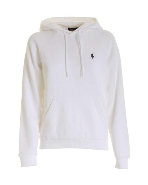 Polo Ralph Lauren White Pony Embroidered Drawstring Hoodie