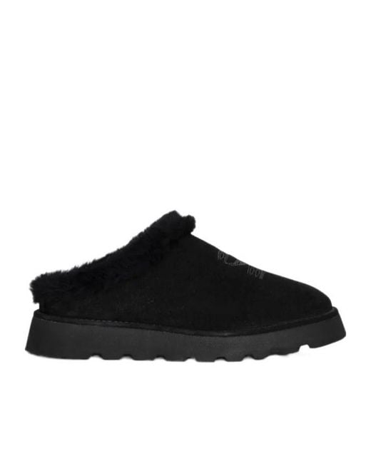 Zadig & Voltaire Black Embroidered Shearling Mules